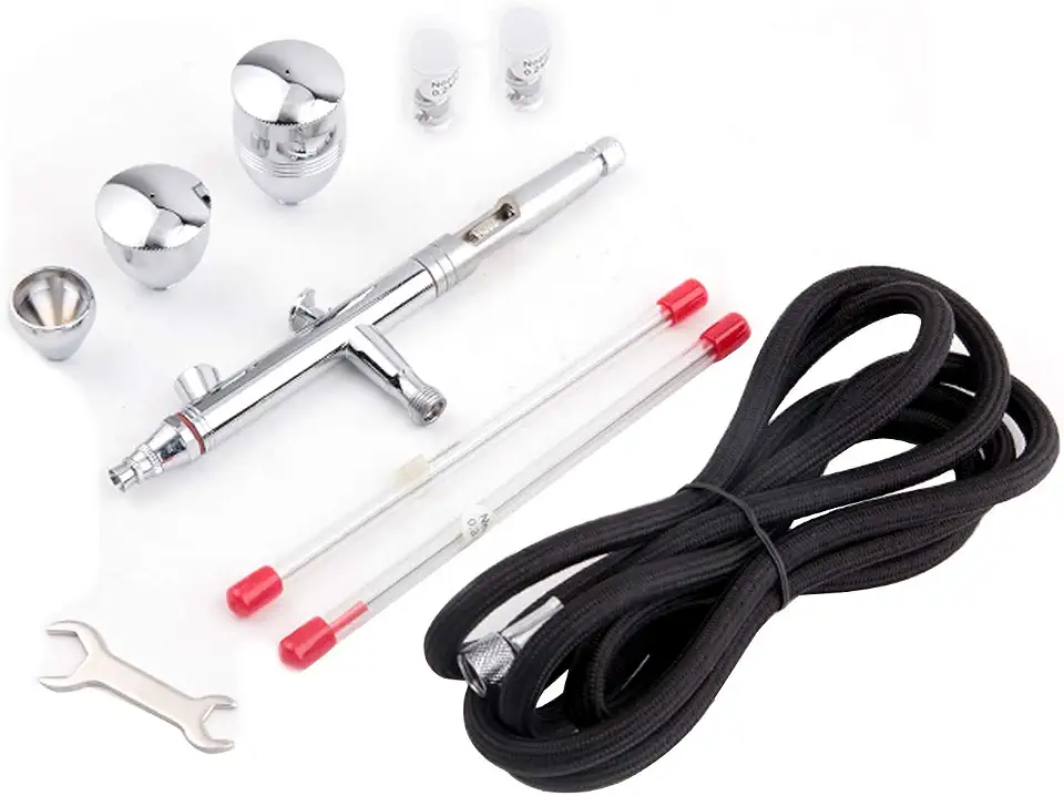 Fengda Conjunto de Aerógrafo Multifuncional Timbertech, Kits de Aerógrafo de Alimentação por Gravidade de Dupla Ação Ag-183K com Agulhas de 0,3/0,5/0,8 Mm, Copo de Fluido de 2/5/13 Cc para Decoração d