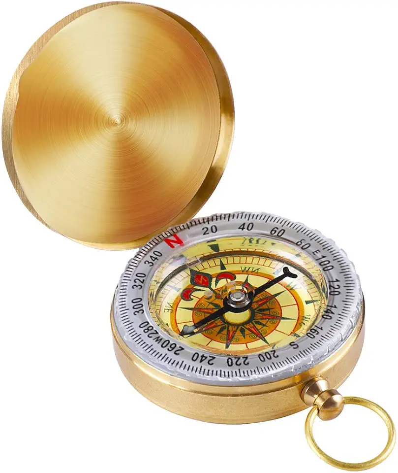 Bússola de sobrevivência para acampamento - bússola de cobre vintage com concha de bússola à prova d'água luminosa bússola equipamento de sobrevivência que brilha no escuro bússola
