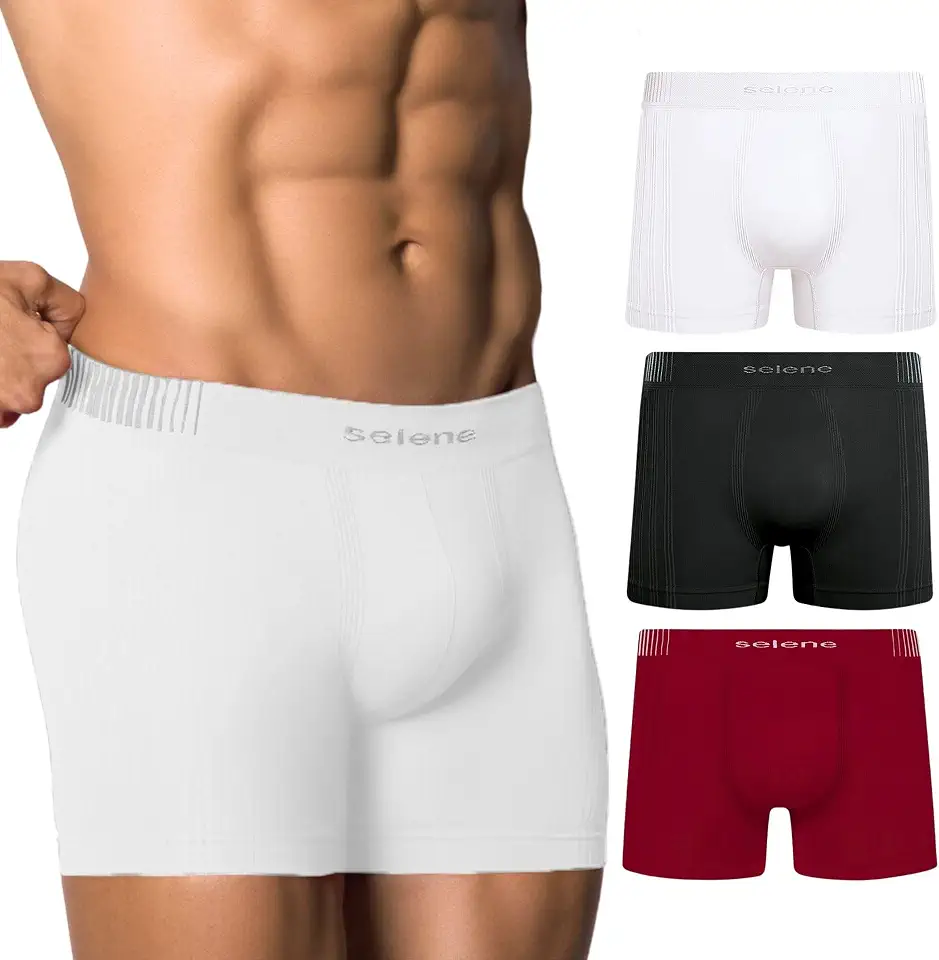 Kit 3 Cuecas Poliamida Toque Gelado Confortável Sem Costura Boxer Masculina Selene