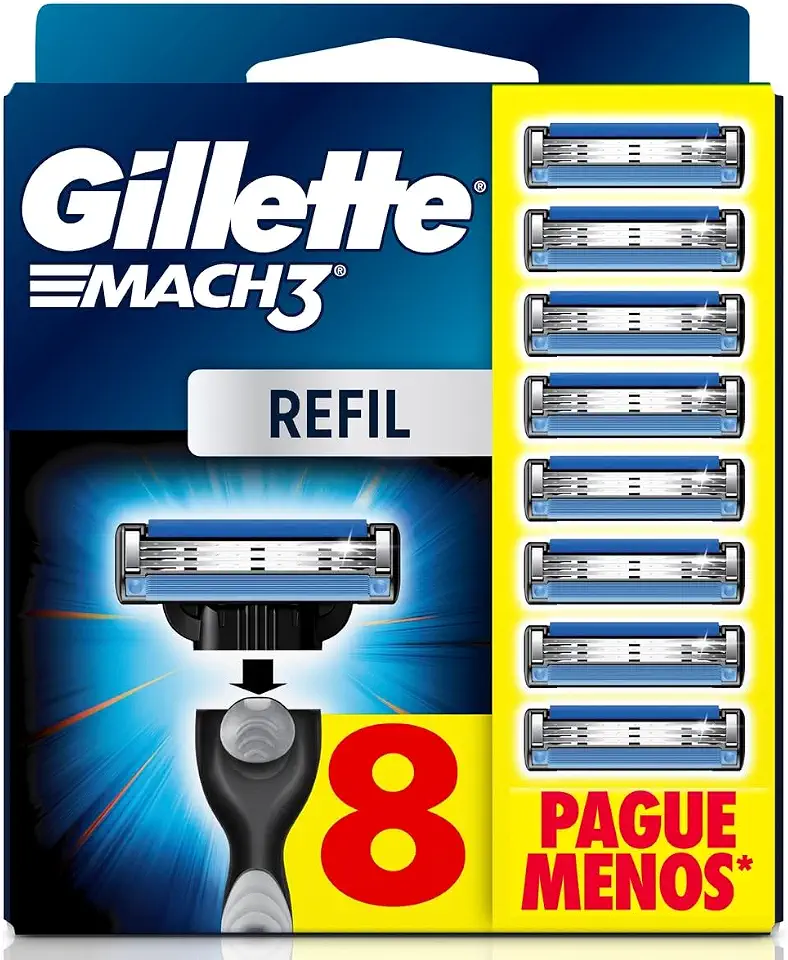 Gillette Mach3 - Carga para Aparelho de Barbear, Leve 8 Pague 6 (o pacote pode variar)