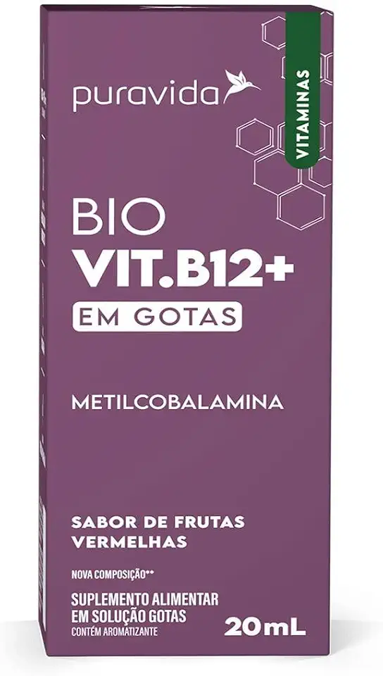 Puravida Vitaminas Bio Vit. B12+ Metilcobalamina Gotas Sabor Frutas Vermelhas 20ml