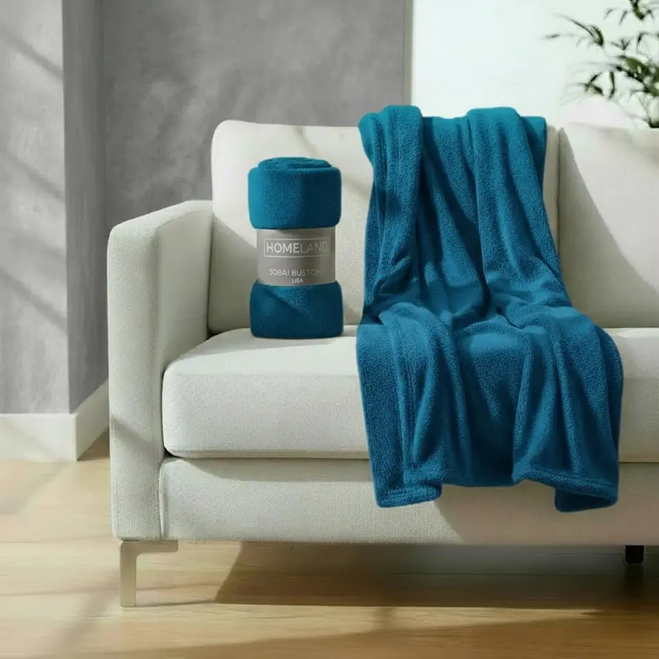 Manta Cobertor Lisa Dupla Face Anti-alérgico Macia Premium 100% Hipoalergênico Tecido Inteligente Conforto Superior Não Encolhe Na Lavagem Coberta, Sofá, Cama, Pet (Azul Petróleo, Solteiro)