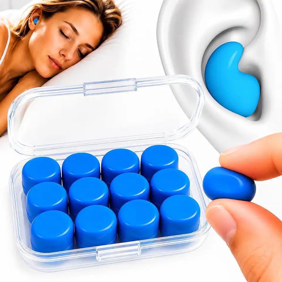 Kit 12 Protetor De Ouvido Moldável para Dormir Natação Estudar Abafador Auricular de Ruídos Tampões Silicone Protetores Auriculares