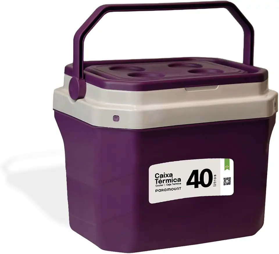 Caixa Térmica 40L com Porta-Copos e Alça Ergonômica – Cooler Isotérmico para Praia, Camping e Churrasco Paramount
