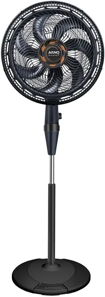 Ventilador de Coluna Arno X-TREME 7 Cinza 40cm VE72, 150W, 7 Pás, 3 Velocidades, Oscilação 80º, Power Zone, Modo Noturno, Altura Ajustável de até 1,5m, 110V