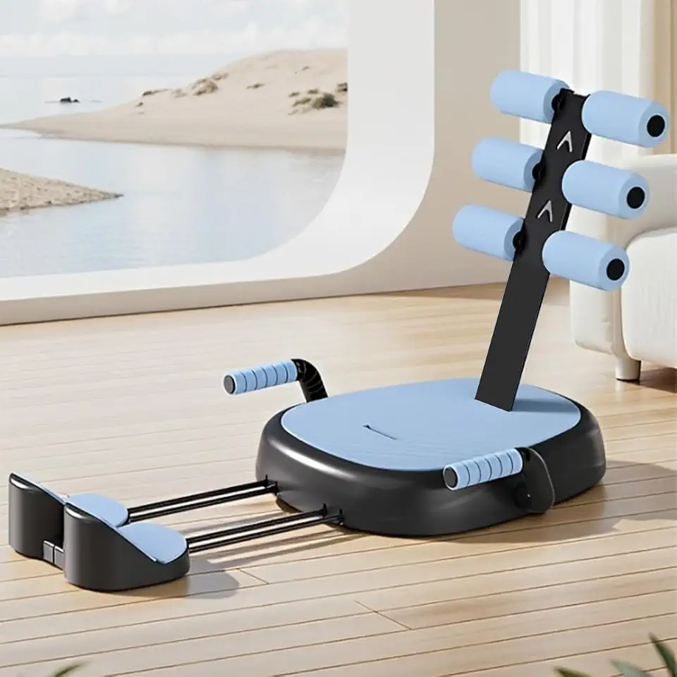 Aparelho Abdominal com Cordas de Resistência em TPE, Assento Confortável Antiderrapante, Treino de Core e Corpo Superior