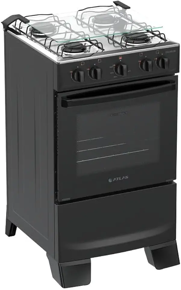 Fogão 4 Bocas Atlas Coliseum Plus Mesa de Inox A Gás Manual