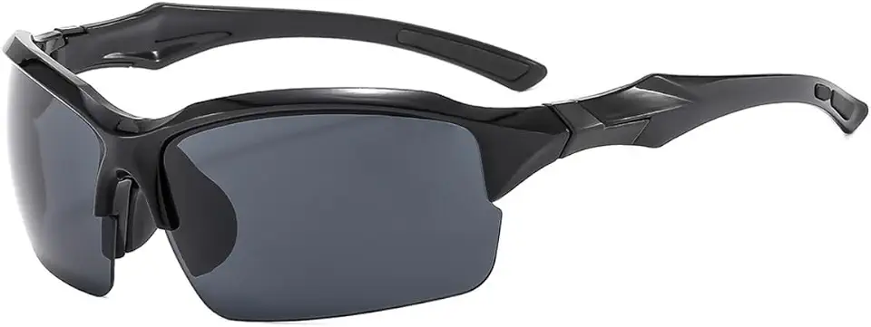 Óculos de Sol Esportivo Polarizado, Proteção UV400, Design Ergonômico para Ciclismo, Corrida e Beach Tennis, Preto