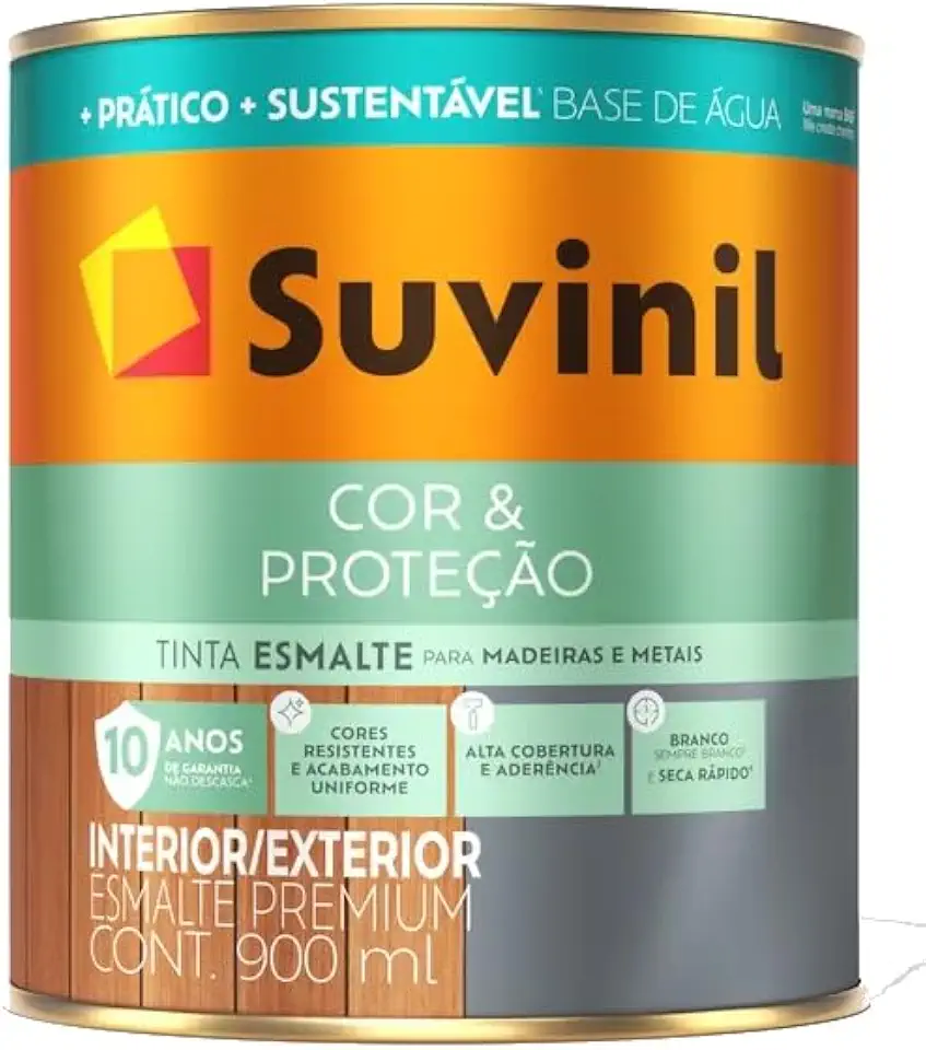Tinta para madeiras e metais esmalte brilhante seca rapido 0.9L - Gelo - 53704569, Suvinil Tintas