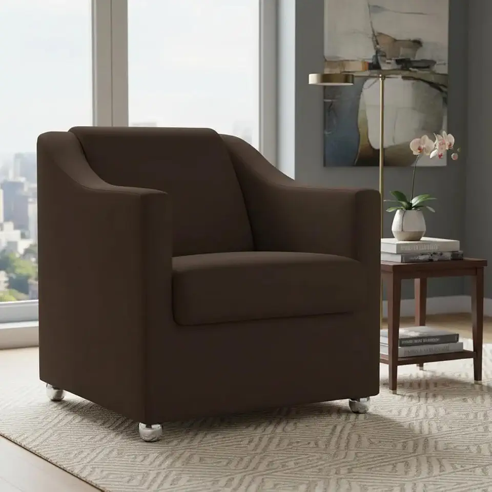 Poltrona Decorativa Mila Confortável Para Sala Recepção Consultório Escritório Manicure Cadeira Reforçada Para Sala De Espera Pés Cromado - Clique E Decore (Marrom)
