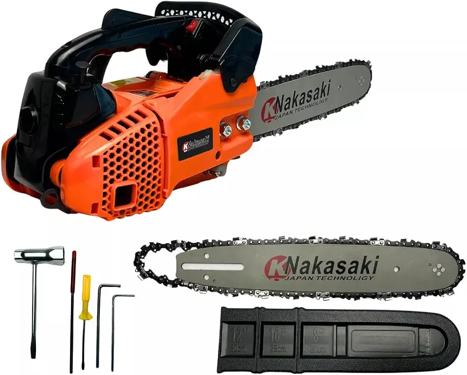 Motosserra Nakasaki 38cc 3.0HP com Sabre 30cm Lubrificação Automática Freio de Corrente Kit Completo