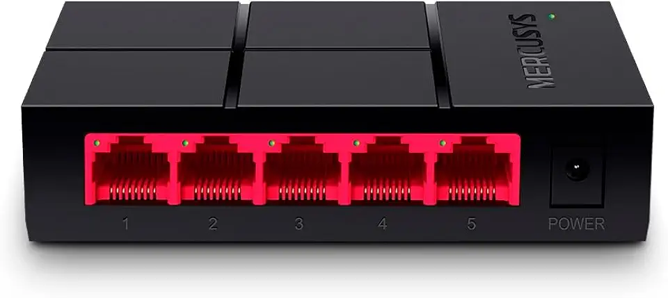 Switch Gigabit MS105G Mercusys de 5 portas Ethernet RJ45 LAN 10/100/1000 Mbps, Plug & Play para conectar SmartTVs, Notebooks, Desktops, Impressoras e Videogames