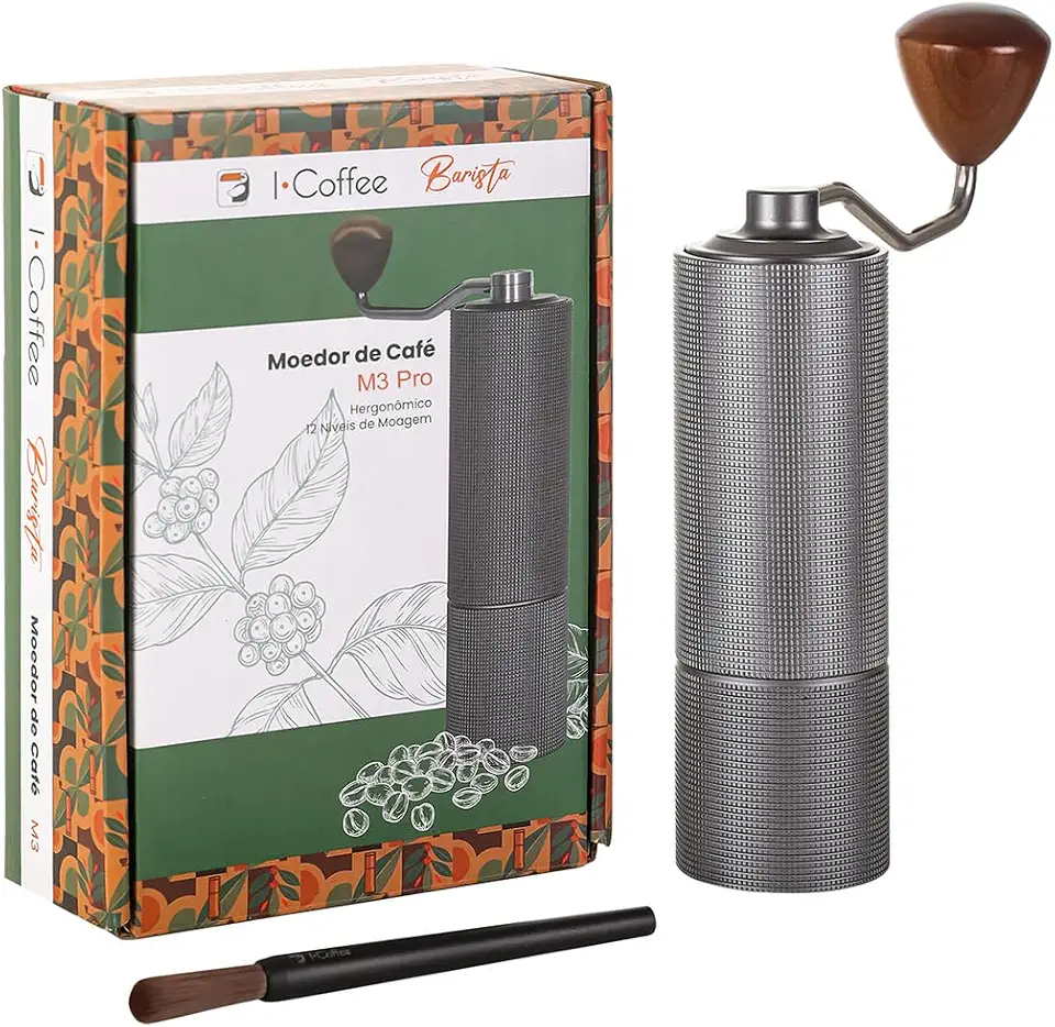 iCoffee Moedor Manual De Café Ajustável Com Pincel M3PRO profissional