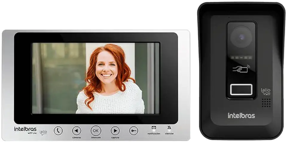 INTELBRAS Videoporteiro Wi-fi Allo wT7 Lite Preto/Prata