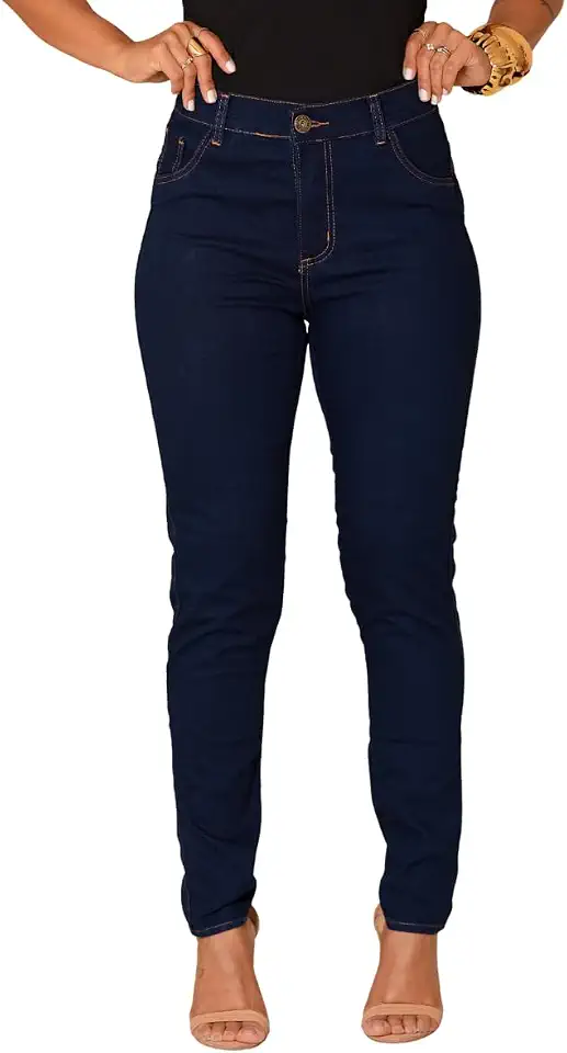 Calça Jeans Feminina Slim Cintura Alta com Lycra