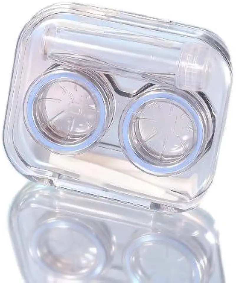 Pacote com 2 lindos conjuntos de estojo de lentes de contato, essenciais de viagem transparentes com kit de ferramentas removedoras e frasco de solução, caixa de armazenamento de lentes de contato