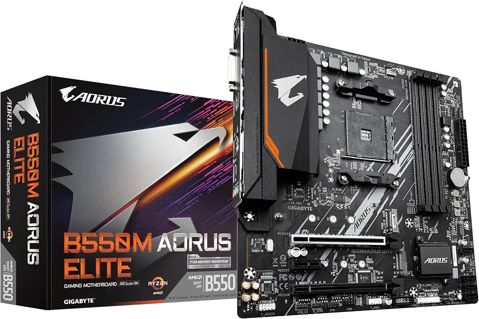Placa Mãe Gigabyte B550M AORUS ELITE (AM4/DDR4/HDMI/M.2(PCIe,NVMe,SATA3)/VRM Solution/USB3.2) - B550M AORUS ELITE