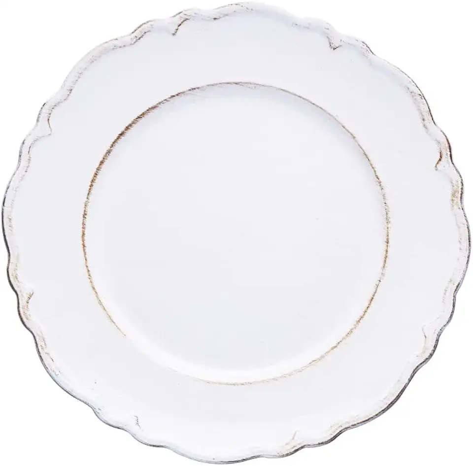 LYOR - Sousplat Patinado de Plástico Moon Branco 25cm