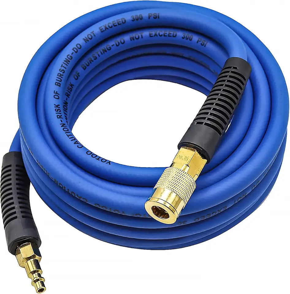 YOTOO Mangueira de Ar Híbrida de 1/4 Polegada por 25 Pés, 300 PSI, Resistente, Leve, Resistente a Torções, Flexível para Todos os Climates, Azul