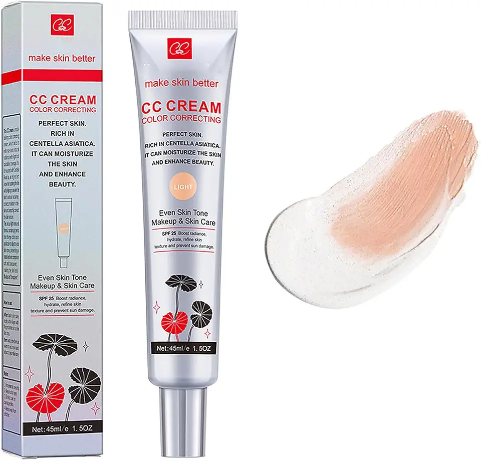 Creme Cc Corretor De Cor Com Fps 25, Base Leve Cobertura, Poros Invisíveis, Rico Em Centella Asiática, Sérum Hidratante, Refina A Textura Da Pele, Evita Danos Causados Pelo Sol (Claro, Clar