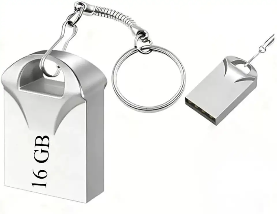Pen Drive Chaveiro Metálico USB 2.0 – 4GB, 8GB, 16GB, 32GB ou 64GB Portátil Compatível PC Notebook TV e Carro (16, GB)