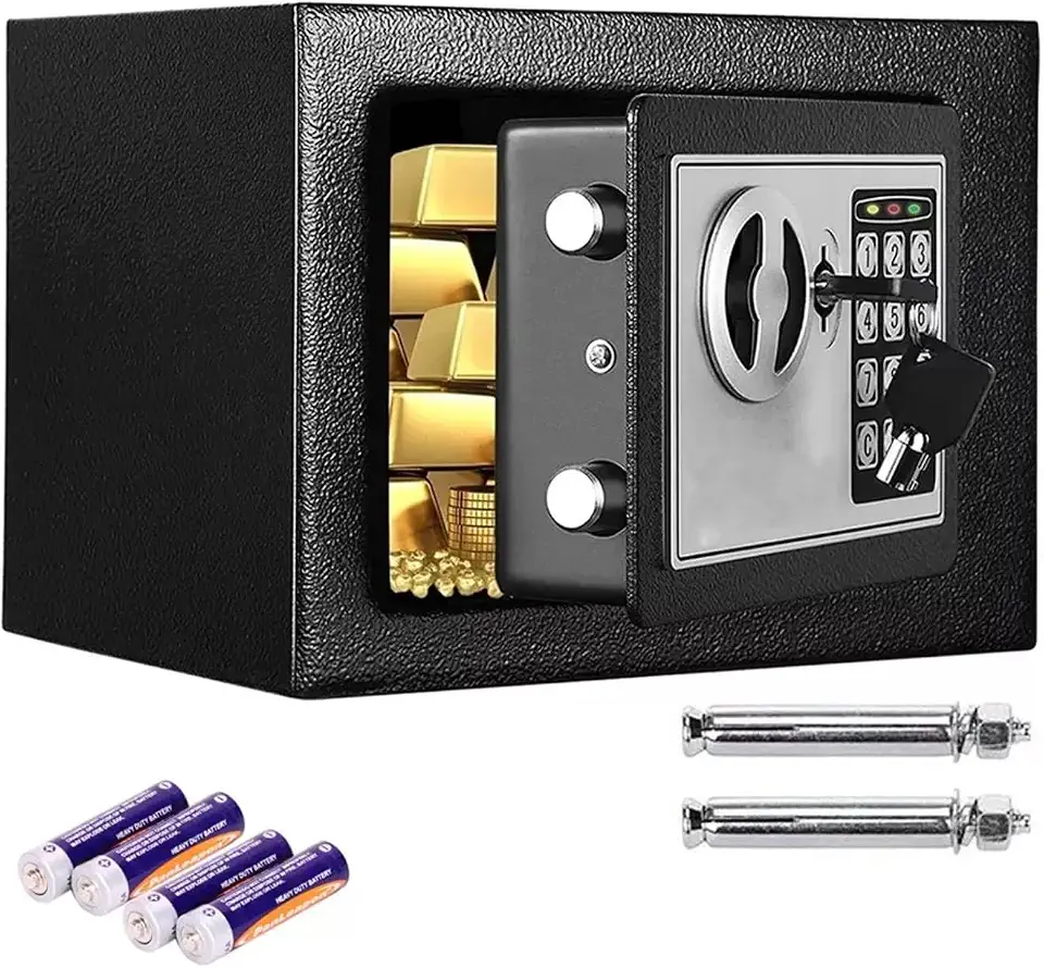FINYQBET Cofre Eletrônico e de Segurança - Cofre Digital com Senha de 3-8 Dígitos, à Prova de Fogo e Água, para Casa, Escritório, Hotel - Feito em Aço Reforçado, Montagem em Parede ou Chão