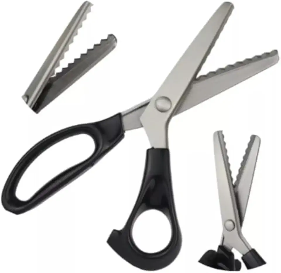 Tesoura Picotar Zig Zag, Costura, Corte Profissional, Tecido e Papel, Cor Preto