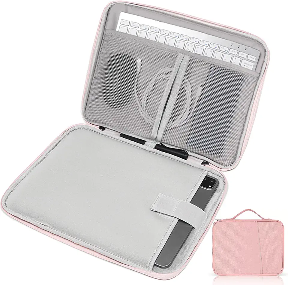 Capa para tablet de 9 a 11 polegadas, bolsa feminina para iPad Pro 11 (2022-2018), iPad 10.9 (10ª geração), iPad Air (5/4ª geração), Galaxy Tab A8/A7/S8/S7, bolsa protetora com bolso (rosa)