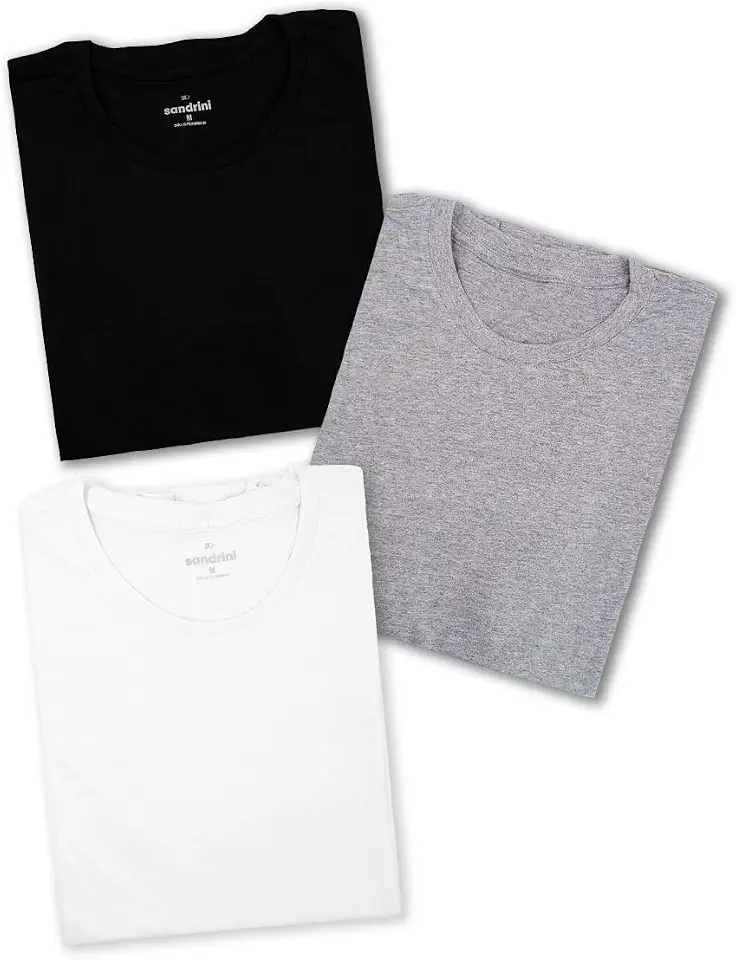 Kit 3 Camisetas Básicas Masculinas Sandrini Preto ou Sortido Algodão Premium Conforto Casual Dia a Dia
