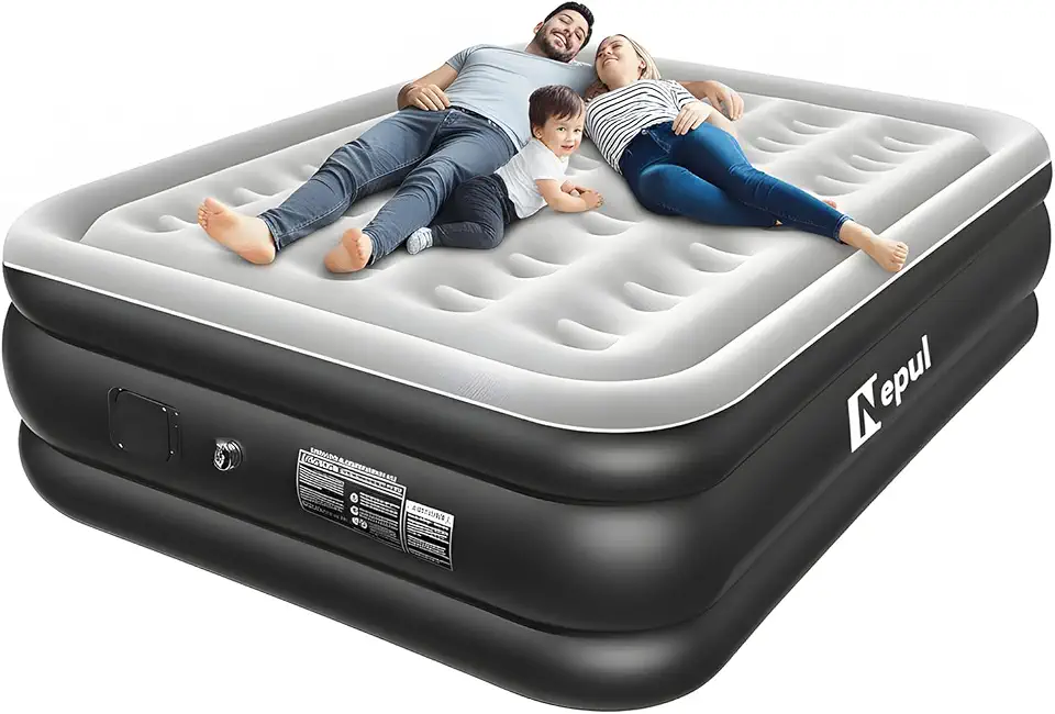 Colchão de Ar Queen Size Premium, Inflável Portátil com Bomba de Lítio Embutida, Cama de Ar para Camping e Casa (Casal)