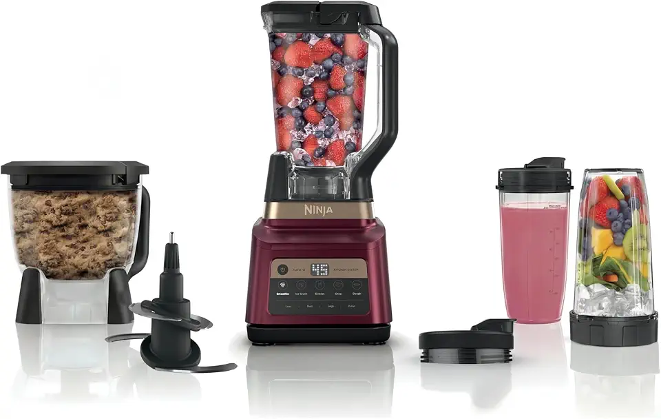 Ninja Professional Plus Kitchen System Premier | Processador de alimentos 3 em 1 System I, liquidificador, misturador, picador de vegetais | Auto IQ Tech I 1400W | Jarra de 2,041 g, tigela de 1,8 g, 2