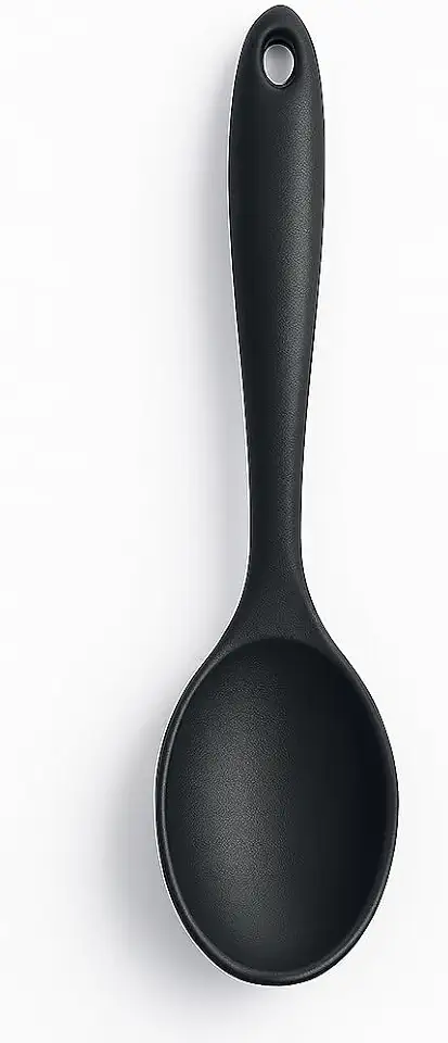 Colher de Silicone Premium, 27 x 6 cm, Resistente ao Calor, Não Risca Panelas, para Cozinha (Preto)