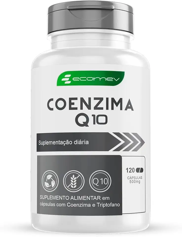 1 Pote Coenzima Q10 Pura Alta concentração 120 Cápsulas 500mg Ecomev Original Com Laudo