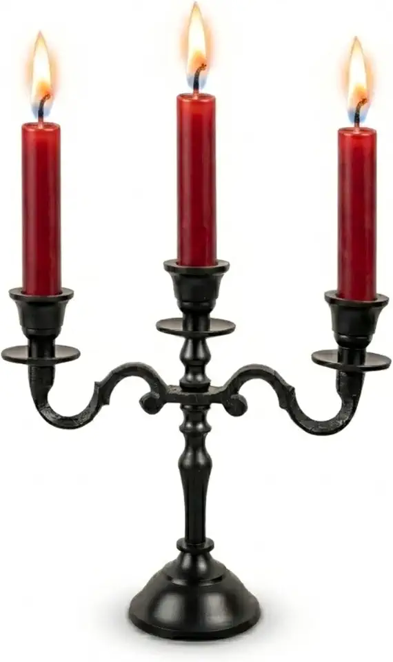Rely+ Candelabro de bebê de 3 braços, preto, fosco, castiçal, castiçal, decoração gótica, decoração de casa, festas de casamento, centro de mesa para mesa de jantar