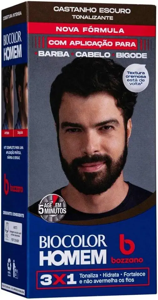 Biocolor Homem Tonalizante De Cabelo Masculino Bozzano Castanho Escuro