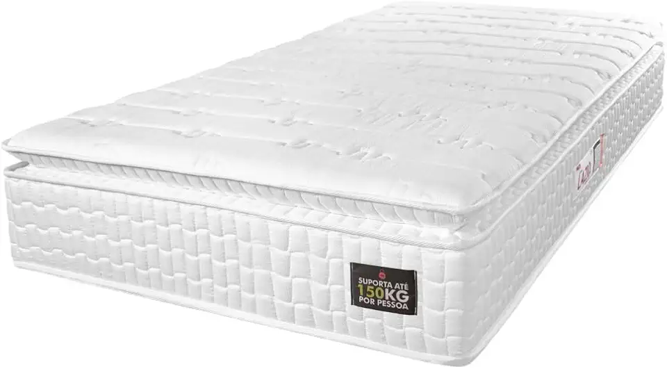 Colchão Solteiro Espuma D45 Lazio Pillow Top Branco Hellen - Suporta Até 150 Kg Por Pessoa (Solteiro)