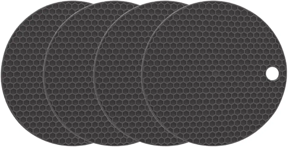 Descanso de panela quente de silicone protetor de mesa kit 4un (Preto)