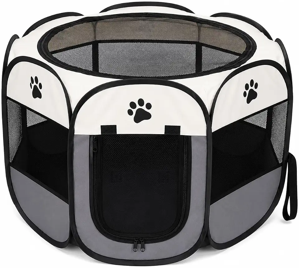 Cercado Pet Dobrável para Cachorros, Gatos, Filhotes e Coelhos | Cercadinho Portátil Impermeável com Tela Respirável | Fácil de Montar | Uso Interno e Externo