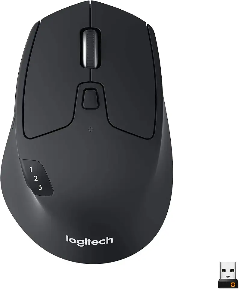 Mouse sem fio Logitech M720 Triathlon com Conexão USB Unifying ou Bluetooth com Easy-Switch para até 3 Dispositivos, 1000 DPI, 6 Botões Programáveis e Pilha Inclusa