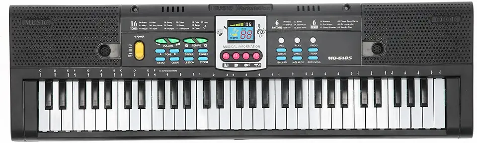 RiToEasysports Mini Piano Elétrico de 61 Teclas, Teclado Eletrônico Portátil Com Microfone e Modos de Ensino, para Iniciantes, Crianças e Adultos
