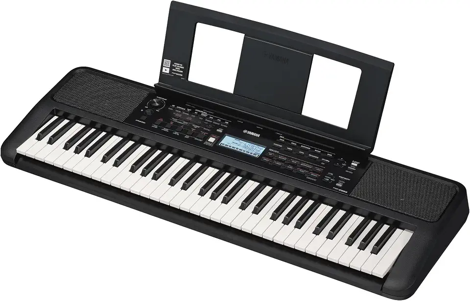 Teclado Arranjador Yamaha PSR‑E383 61 Teclas Sensíveis — 650 Timbres, Ritmos Automáticos, USB MIDI, Funções Educacionais, Ideal para Iniciantes e Intermediários