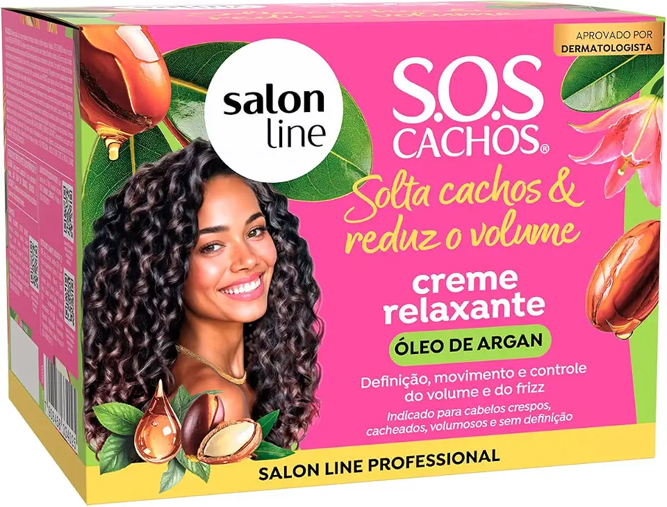Salon Line S.O.S Cachos Creme Relaxante com Óleo de Argan, 200g
