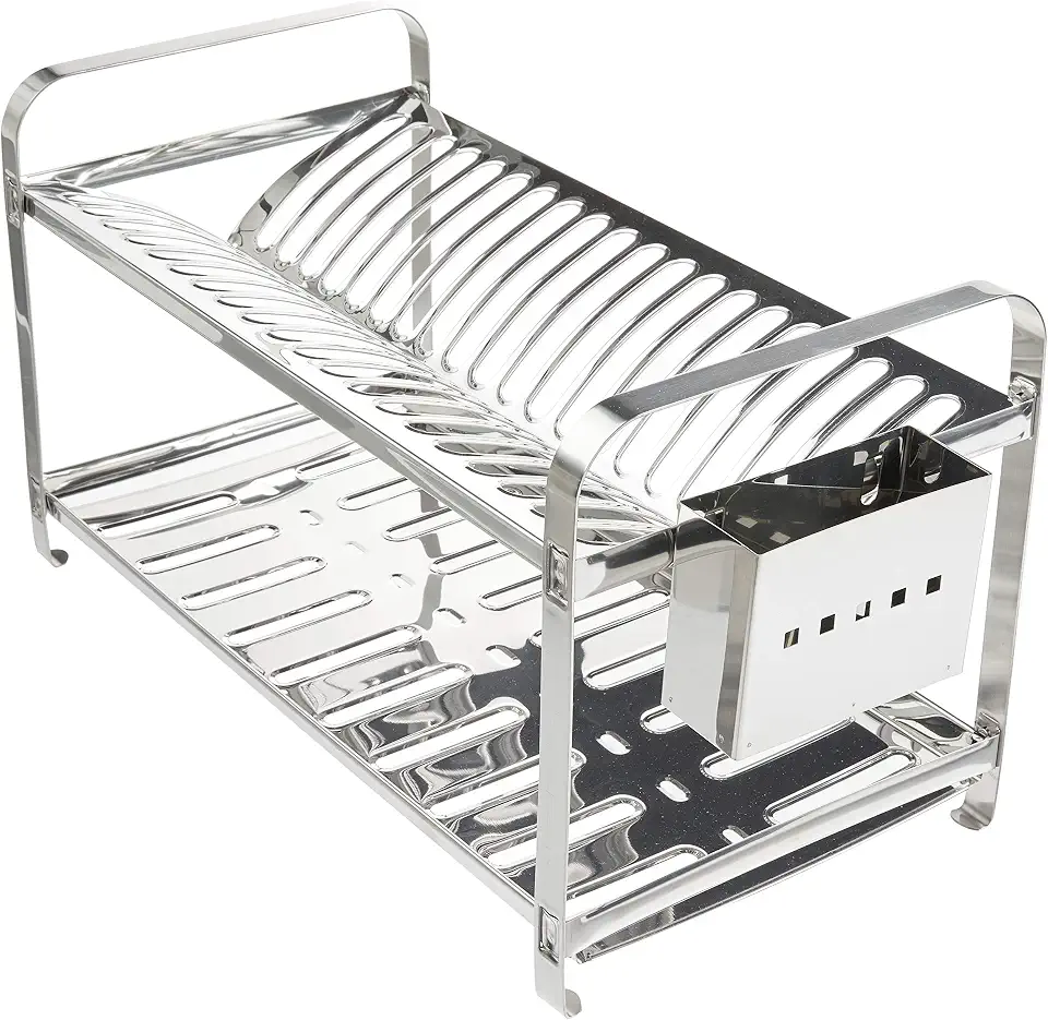 Escorredor Mak Inox Aço Inox 20 Pratos Porta Talheres Aço Inox