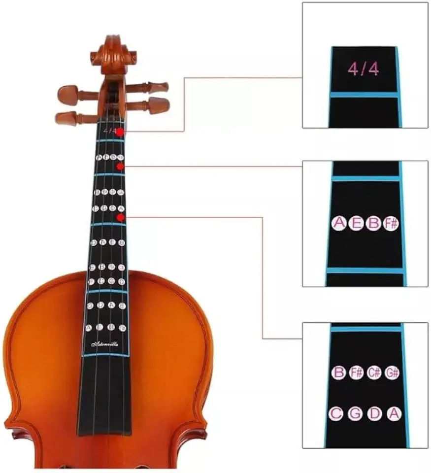 Adesivo para Violino 4/4, Escala Natural e Cromática, Velvet