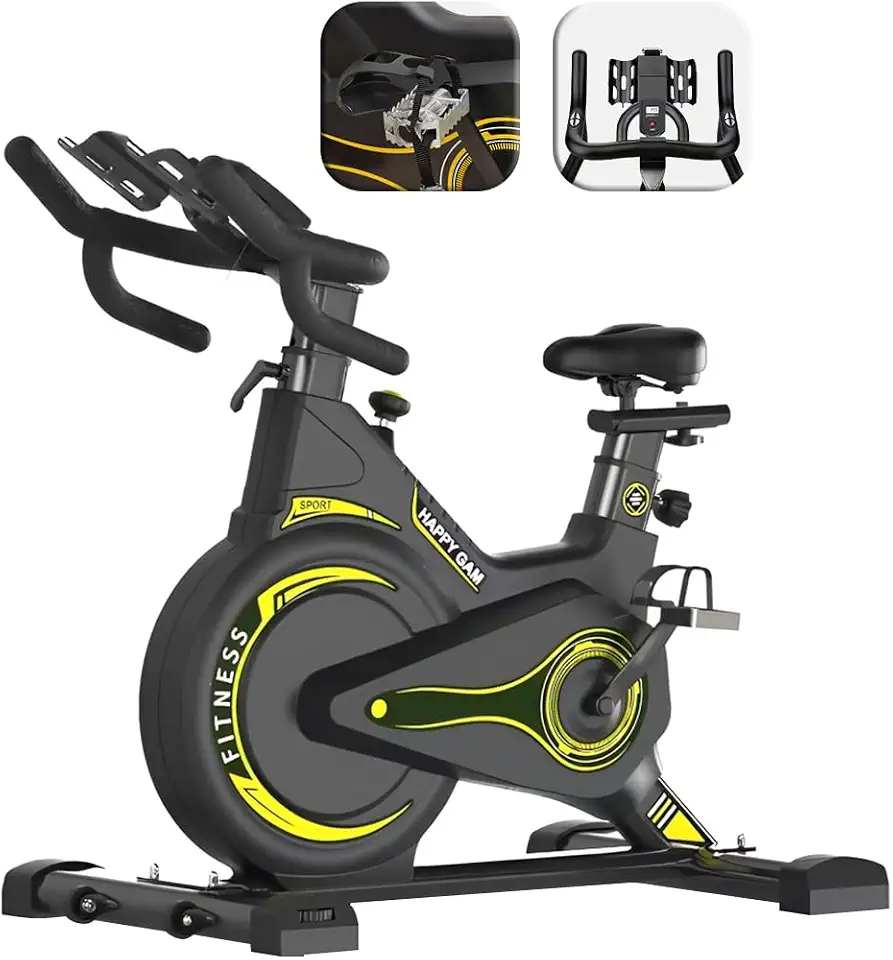 Wizo Bicicleta Ergométrica Spinning Magnética Profissional Amarela Roda Inércia 13kg Suporta 150kg Sensor Cardíaco Monitor Digital Correia Silenciosa Academia em Casa Fitness Queima Calórica Bike para Apartamento