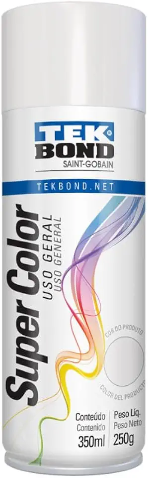 Tinta Spray Branco Brilhante Aerossol TekBond Uso Geral 350ml/250g
