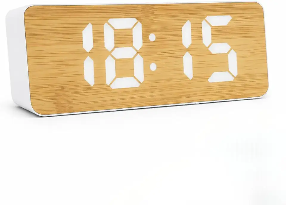 Relógio Despertador Digital LED com Temperatura — Display Brilho Ajustável, Soneca, Calendário