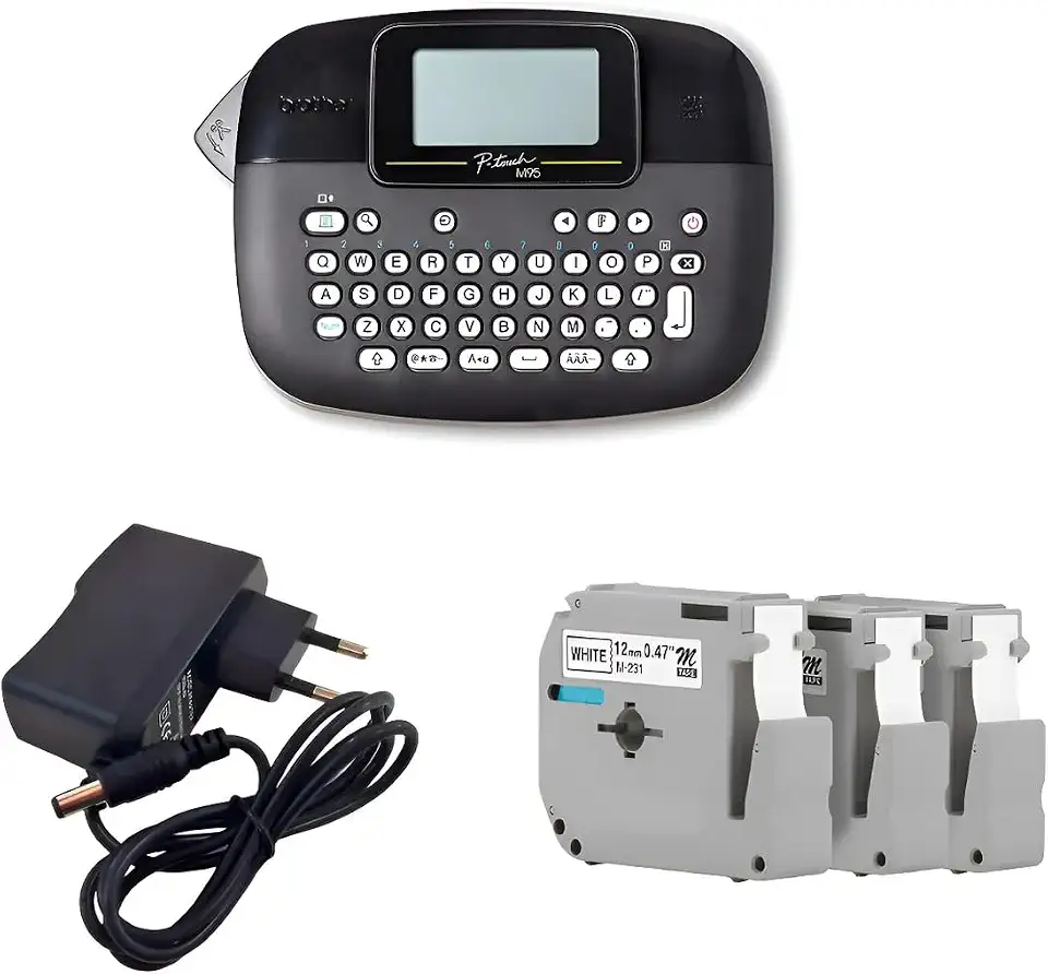 Rotulador Brother Pt-m95bk + 03 Fita X-full Mk231 + Fonte Preto