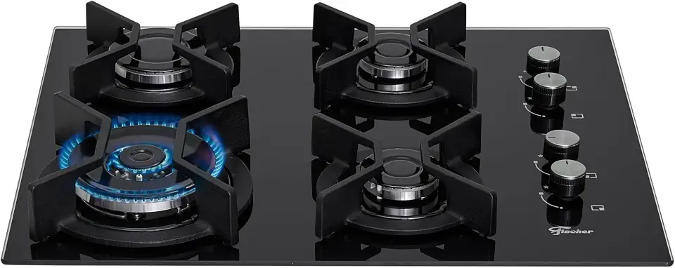 FISCHER COOKTOP À GÁS 4 BOCAS TRIPLA CHAMA INFINITY MESA VIDRO PRETO BIVOLT - 26297-57076