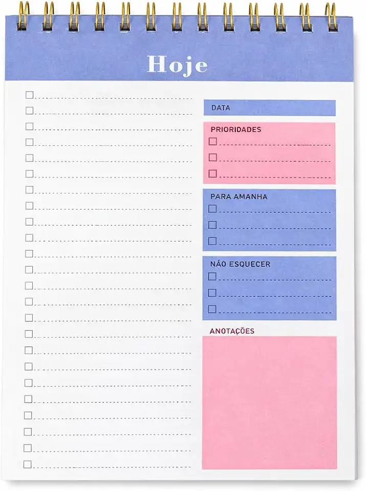 Planner Diário Premium para Organização e Produtividade – Agenda com Checklist, Planejamento Pessoal e Controle de Tarefas | Capa Resistente | Cores Sortidas